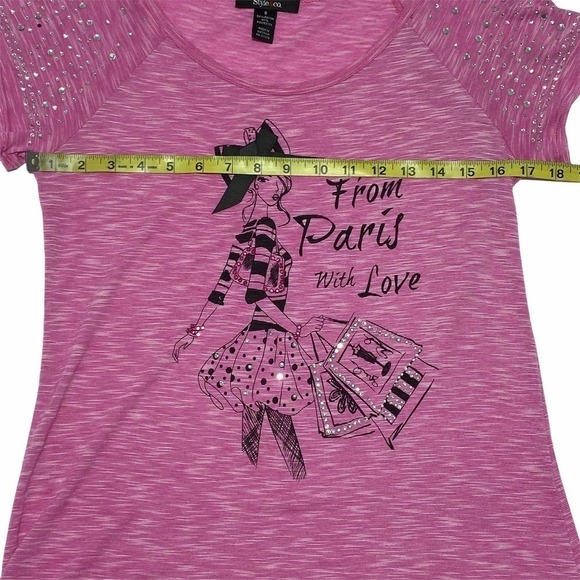 STYLE & Co Pink Paris Graphic Tunic Top Size Small - Picture 8 of 11